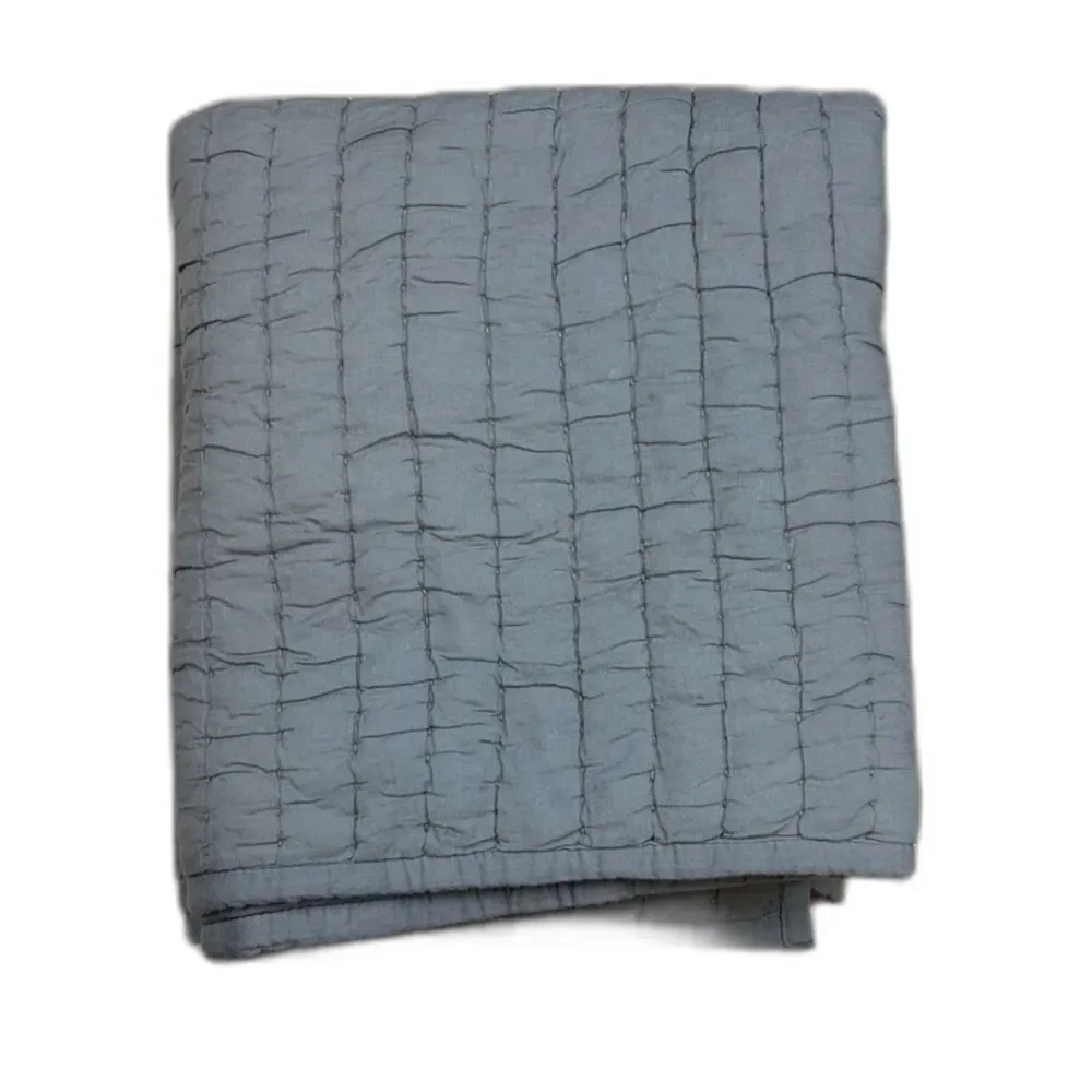 West Elm Airy Cotton Voile Solid Quilted King Sham Set Graystone *FLAW*